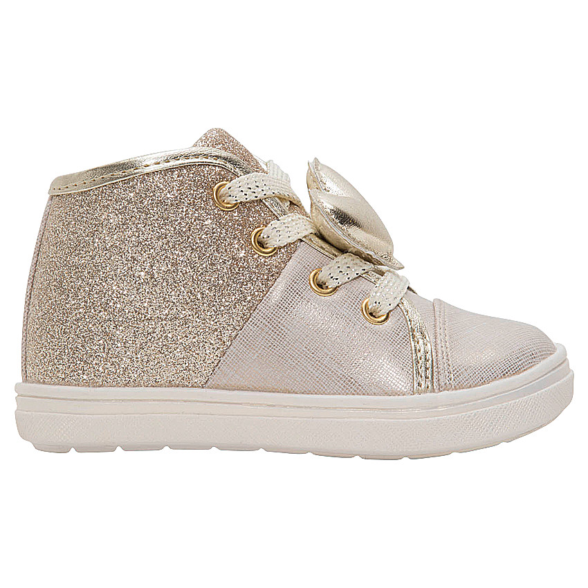 Bottillons de marche bébé fille à paillettes dorées 