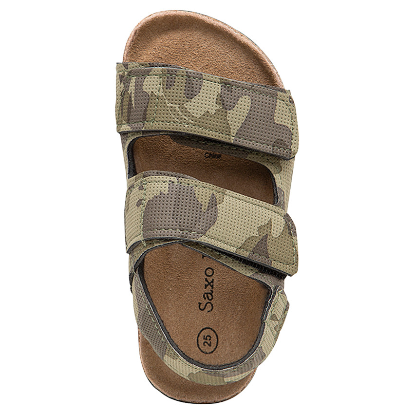 Nu-pieds texturés avec motif army all-over et semelle effet liège 