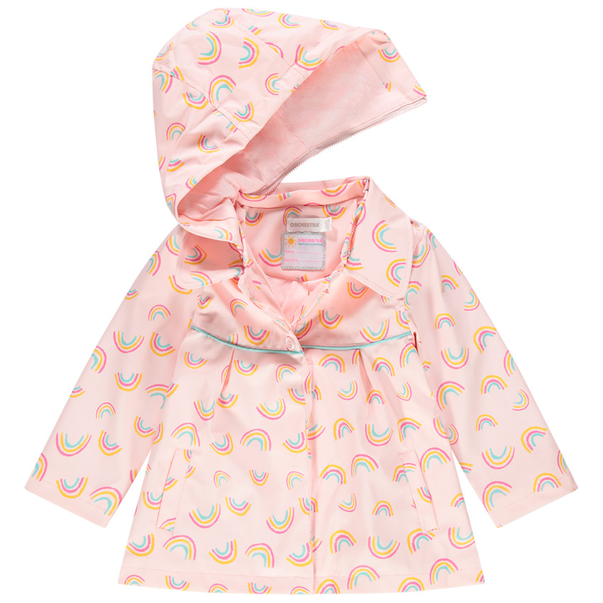 Parka en gomme imprimée arcs-en-ciel all-over 