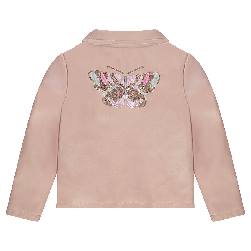 Perfecto effet cuir doublé satin avec papillon en sequins 