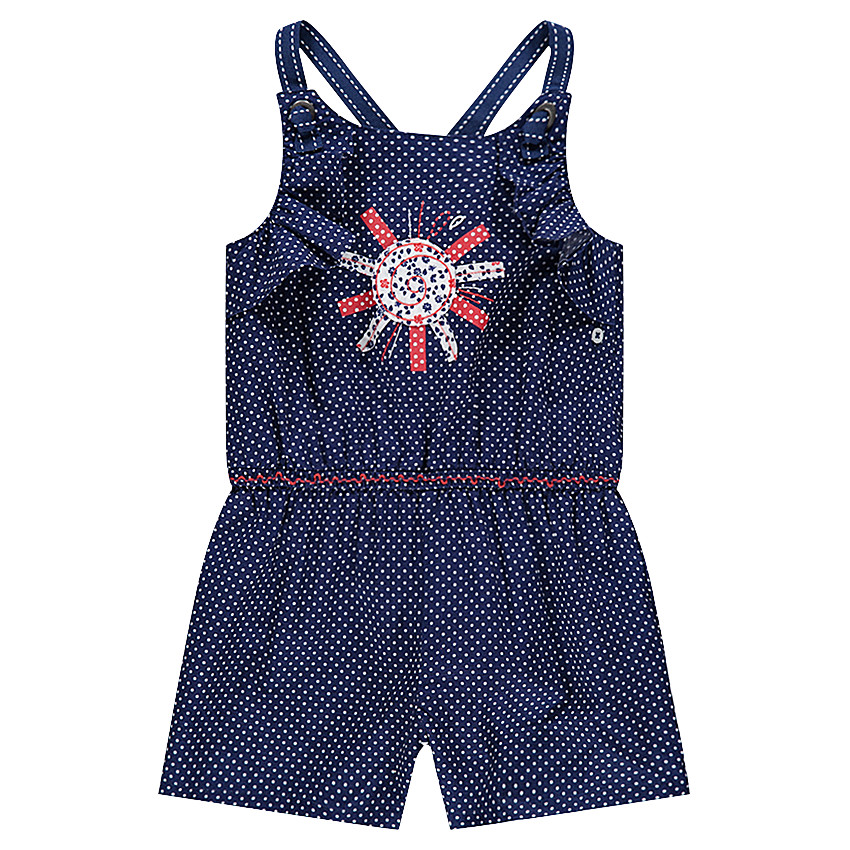 Combinaison courte à pois avec soleil brodé 