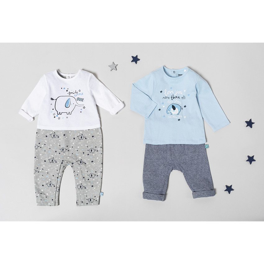 Combinaison longue en jersey avec éléphants printés 