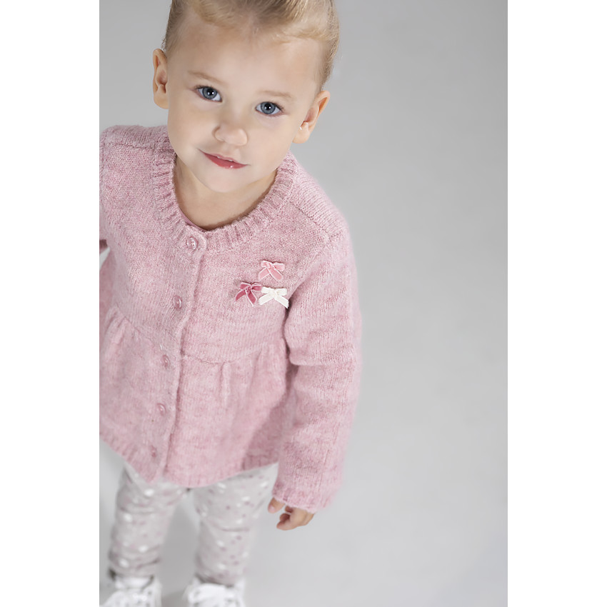 Gilet en tricot chiné avec noeuds en velours 
