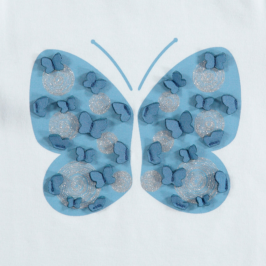 Tee-shirt manches courtes avec motif printé et détails en relief 