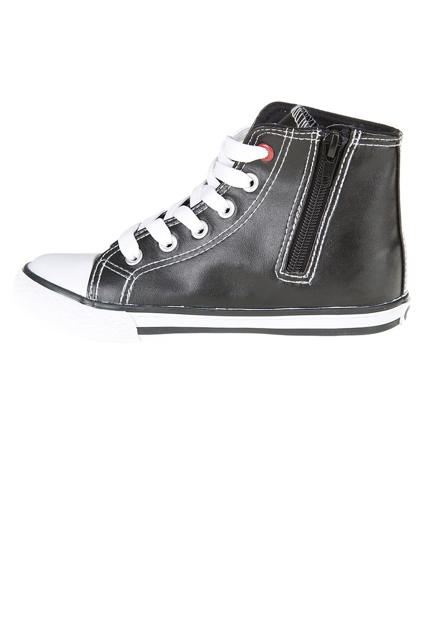 Baskets montantes aspect cuir à lacets et zip 