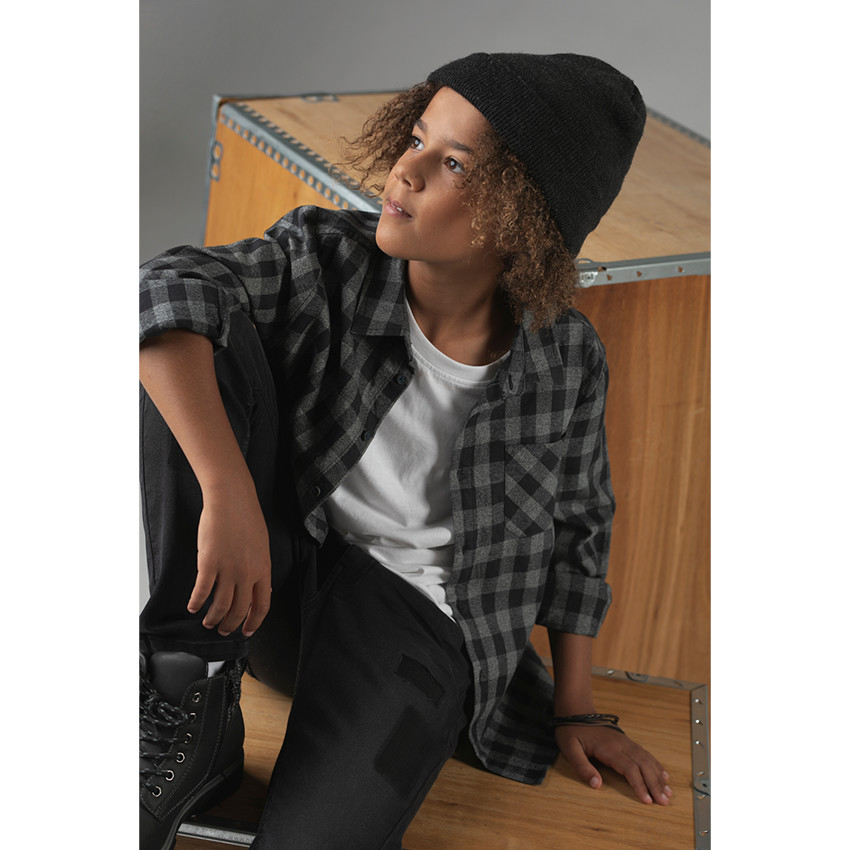 Junior - Chemise manches longues à carreaux all-over 