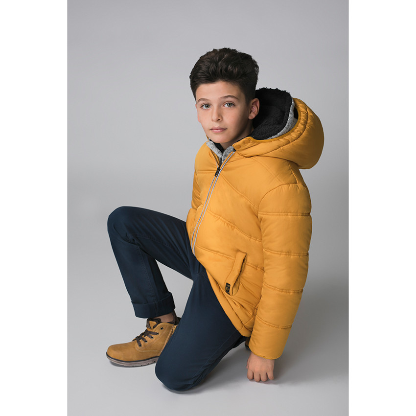 Junior - Doudoune matelassée à capuche avec doublure en micropolaire 