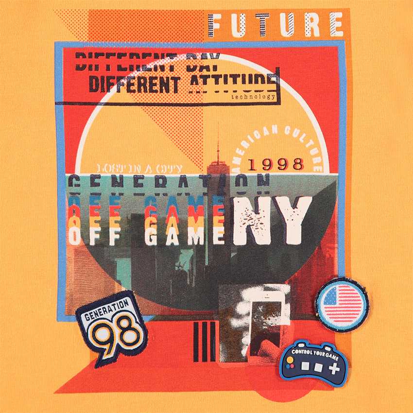 Tee-shirt manches longues effet 2 en 1 bicolore avec motif printé 