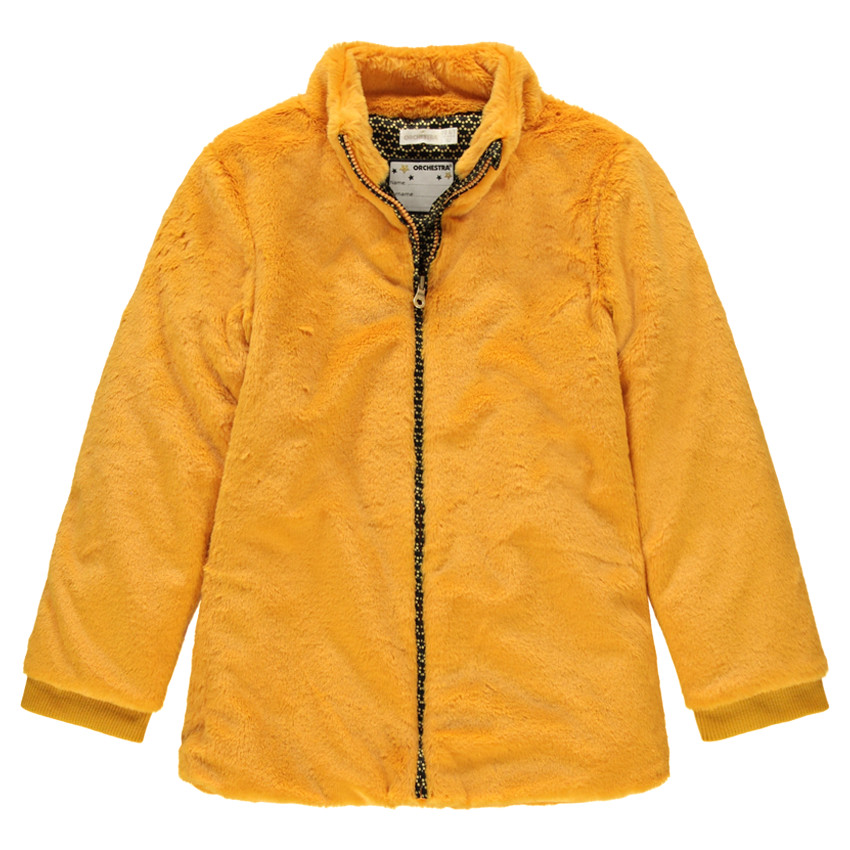 Junior - Blouson en fausse fourrure avec doublure en satin imprimé 