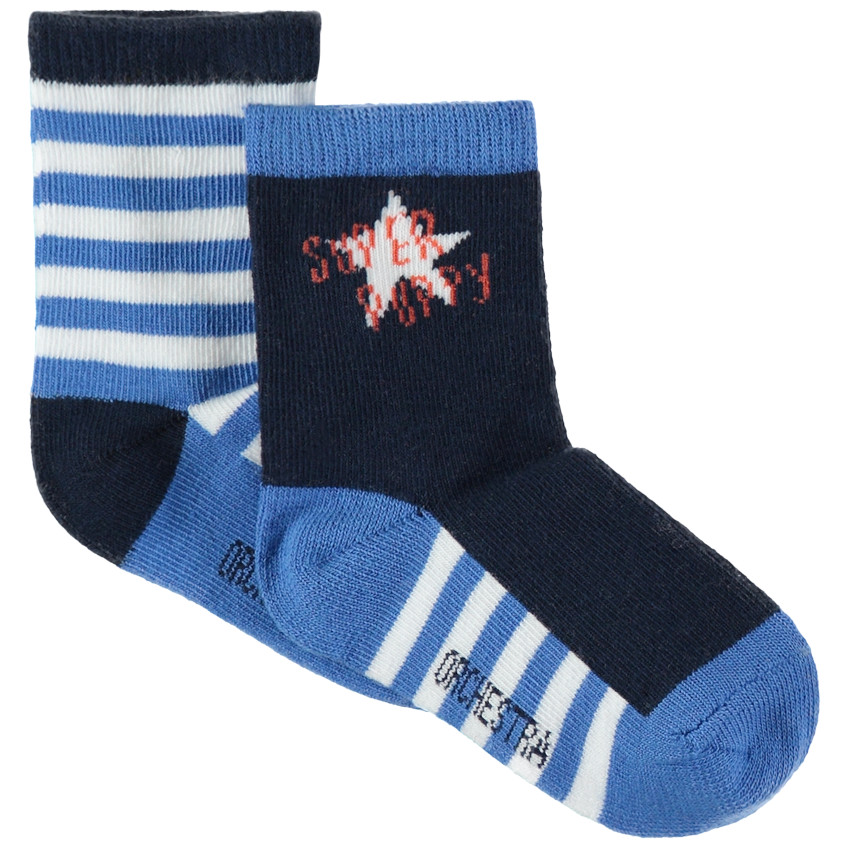 Lot de 2 paires de chaussettes à rayures et étoile en jacquard 