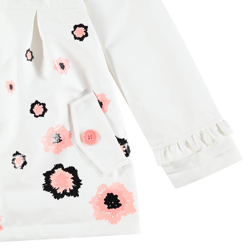 Parka en gomme doublée sherpa avec fleurs printées 