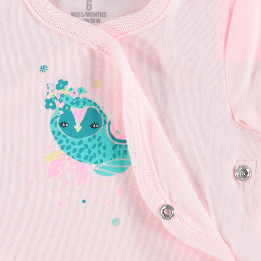 Body manches courtes en coton avec motifs et imprimés contrastés 