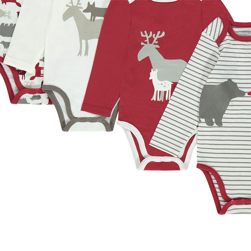 Lot de 7 bodies manches longues prints thème forêt 