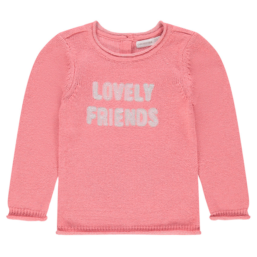 Pull en tricot uni avec message en sequins 