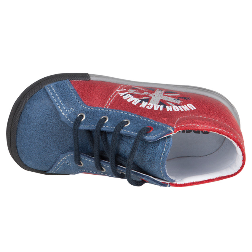 Bottillons en cuir  à lacets avec empiècements contrastés et drapeau londonien 