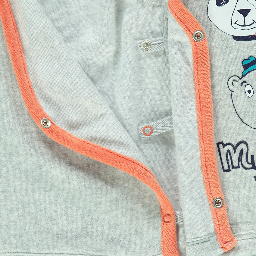 Pyjama en velours imprimé animaux all-over avec pieds fermés 