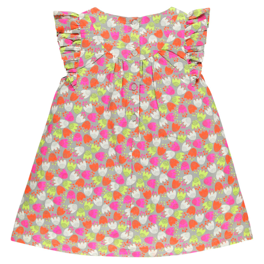 Robe en coton à imprimé tulipes avec noeud et volants 