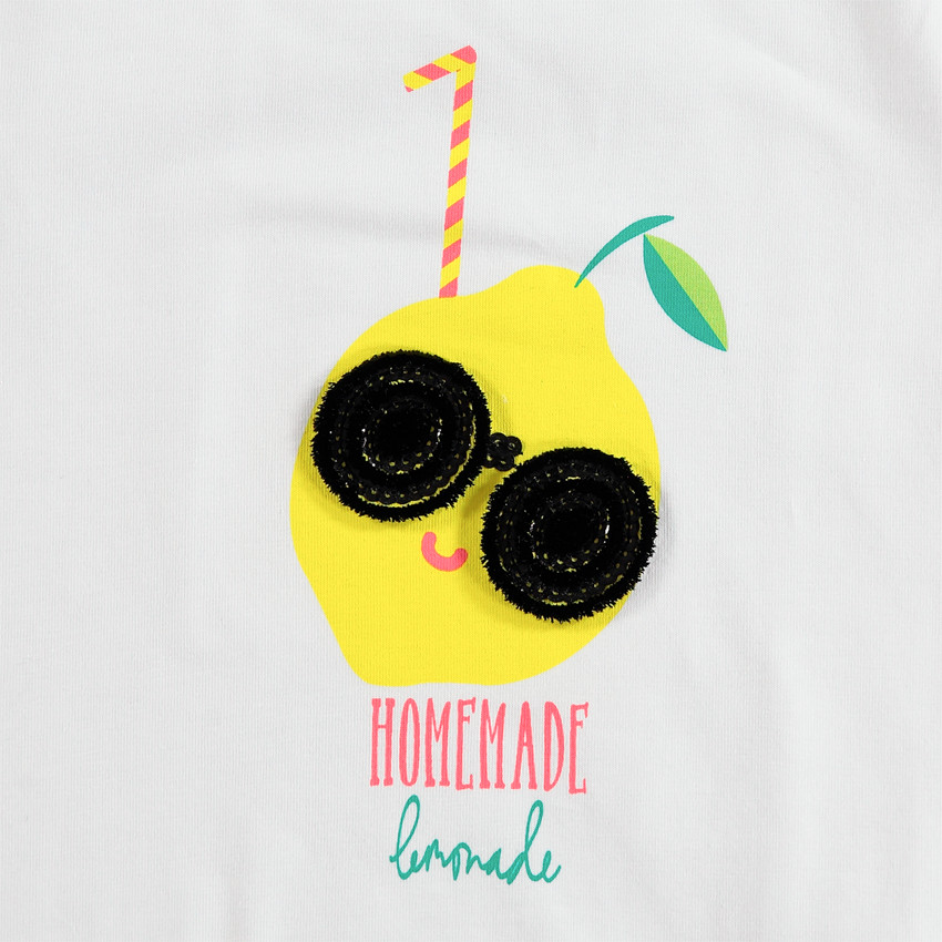 Tee-shirt manches courtes en jersey avec motif fantaisie en relief 