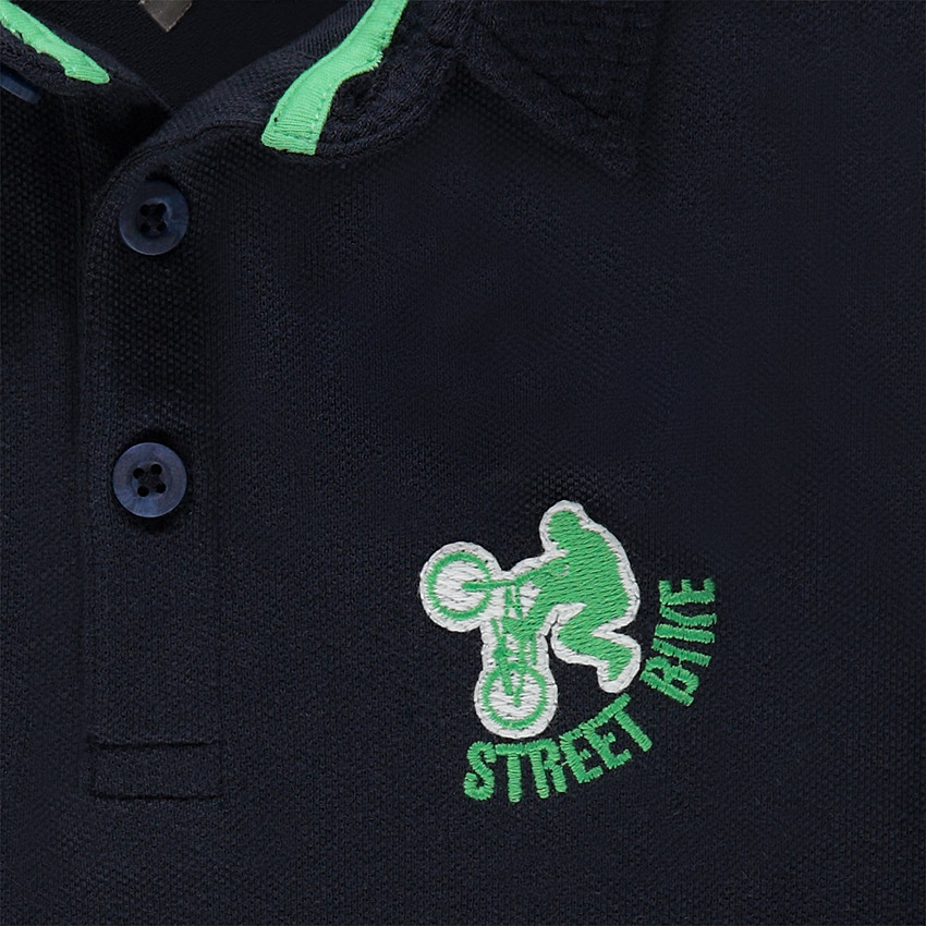 Polo manches courtes en piqué de coton avec logo brodé 