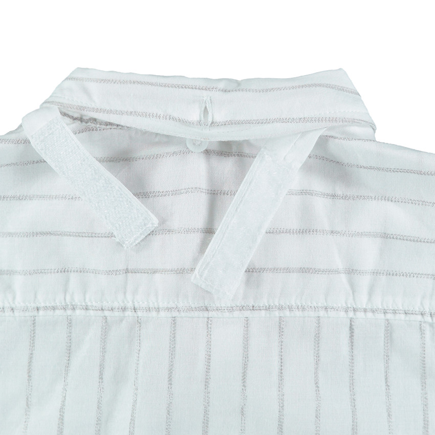 Chemise de cérémonie manches courtes en coton à rayures avec cravate 