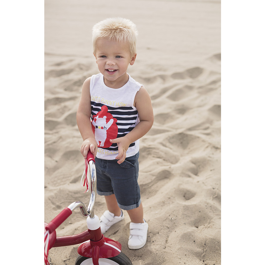 Bermuda en coton nid d'abeille surteint 