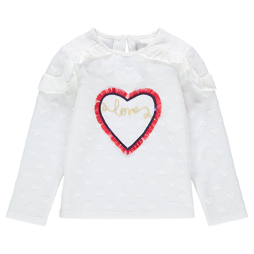 Sweat en molleton avec coeurs en relief et coeur à franges 