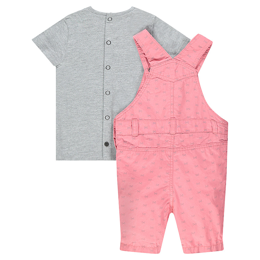 Ensemble salopette imprimée et tee-shirt avec print chat 