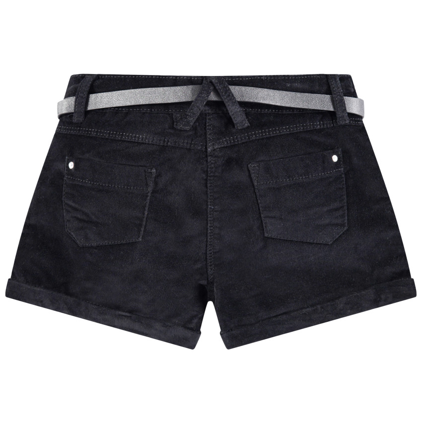 Short en velours uni avec ceinture ajustable et amovible 