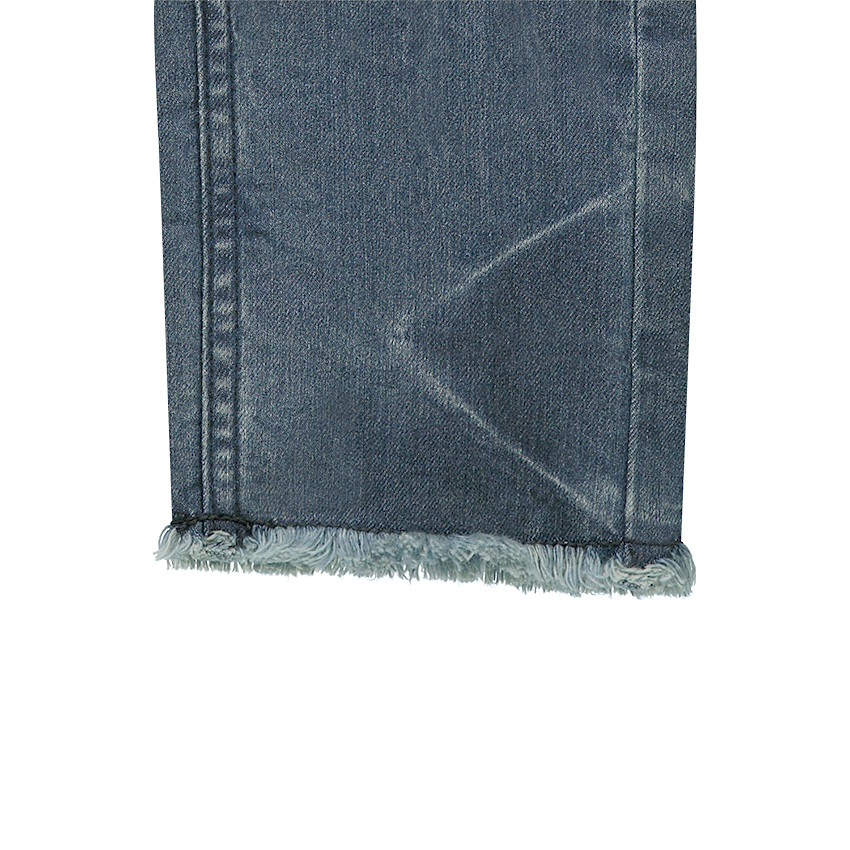 Junior - Jeans effet used et crinkle avec roses brodées 