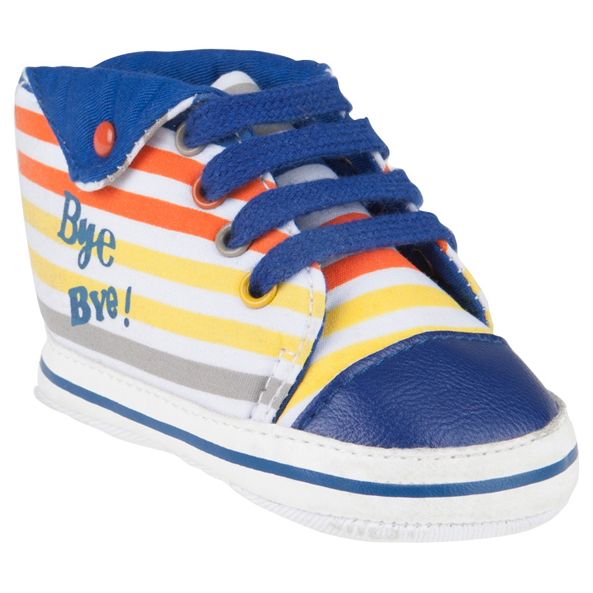 Baskets montantes rayées avec inscription printée  