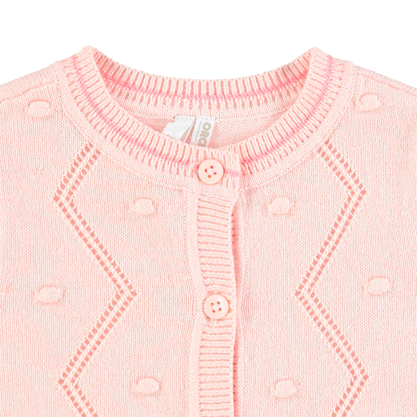 Gilet en tricot avec pompons et finitions en bord-côte rectiligne 