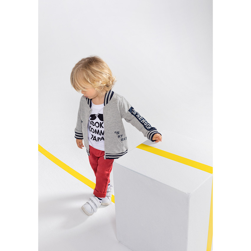 Tee-shirt manches longues en jersey avec print fantaisie et col pressionné 