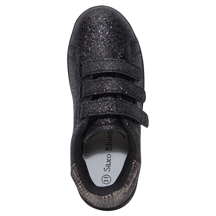 Baskets basses à paillettes noires et triple scratch du 28 au 38 