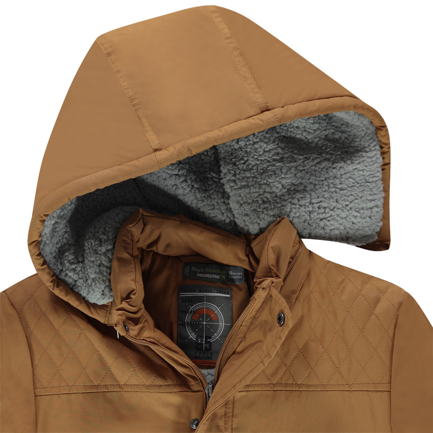 Parka en twill avec capuche amovible doublée sherpa 