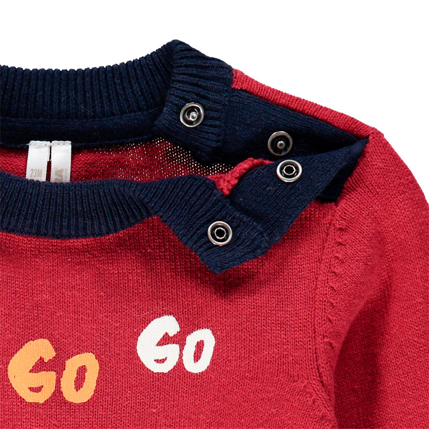 Pull en tricot avec motif printé et col pressionné 