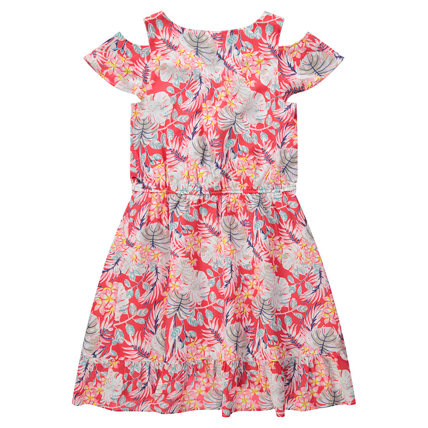 Junior - Robe à épaules ajourées imprimée fleurs all-over 