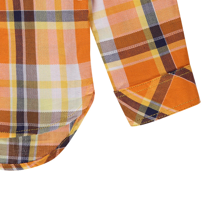 Chemise manches longues à carreaux contrastés 