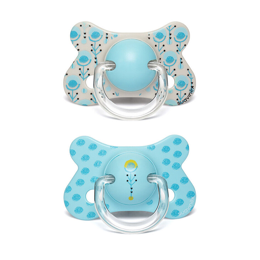 Lot de 2 sucettes en silicone 4/18 mois anatomique - Paon 