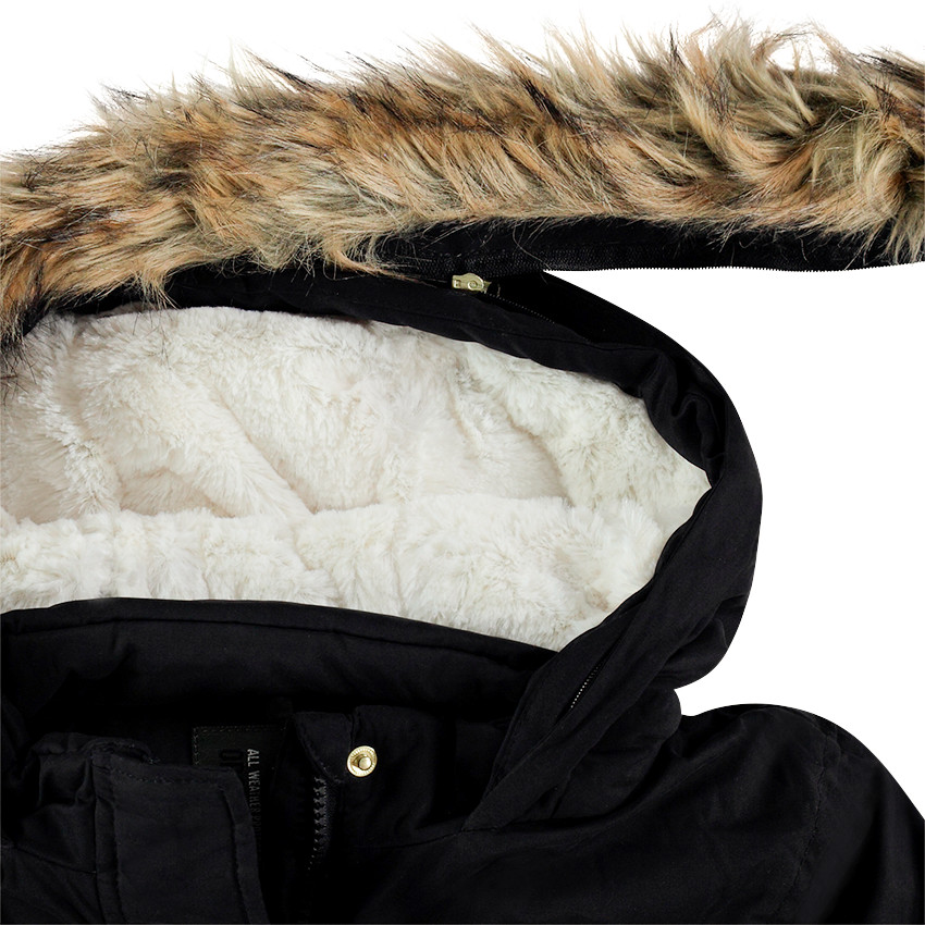 Junior - Parka en twill doublée sherpa avec fausse fourrure amovible 