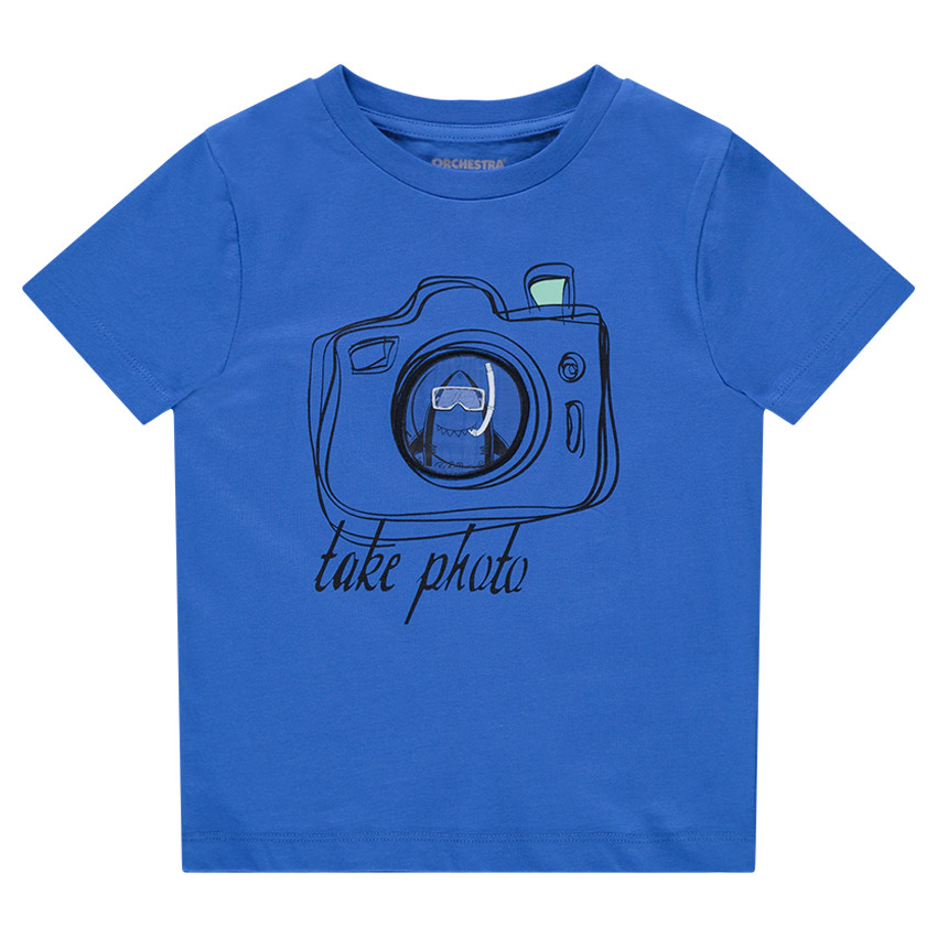 Tee-shirt manches courtes en jersey avec appareil photo printé 