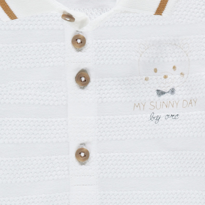 Polo manches longues effet rayé avec ourson printé 
