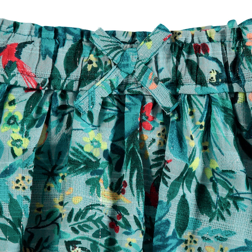 Jupe volantée à imprimé tropical all-over 