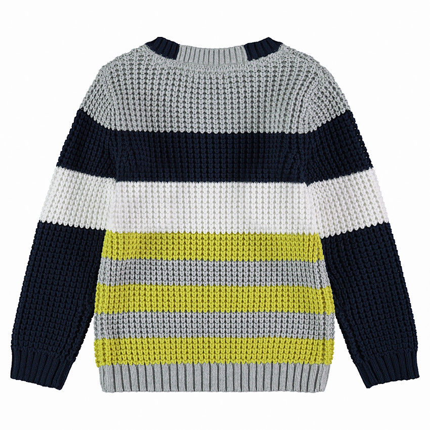Pull en tricot épais à bandes contrastées 