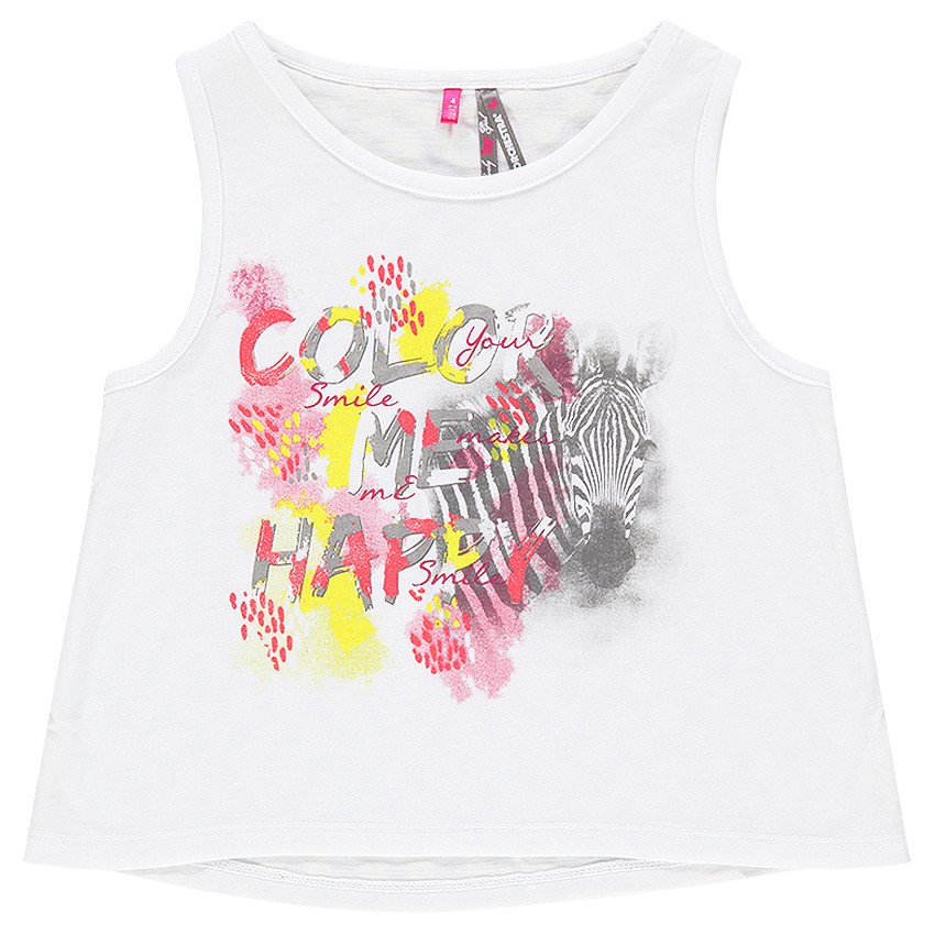 Top sans manches printé et dos en tulle 