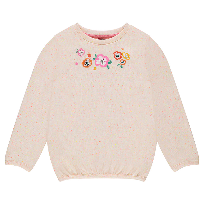Sweat en molleton fantaisie aspect nep avec fleurs printées 