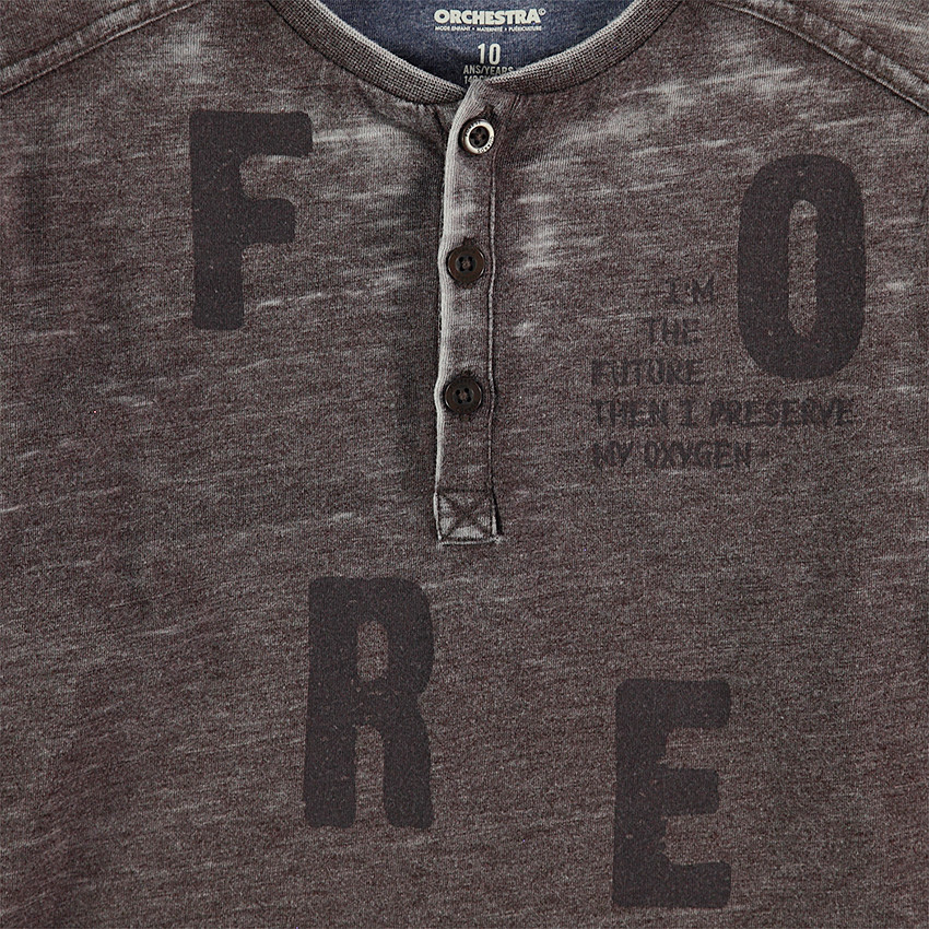 Junior - Polo manches longues chiné avec lettres printées 