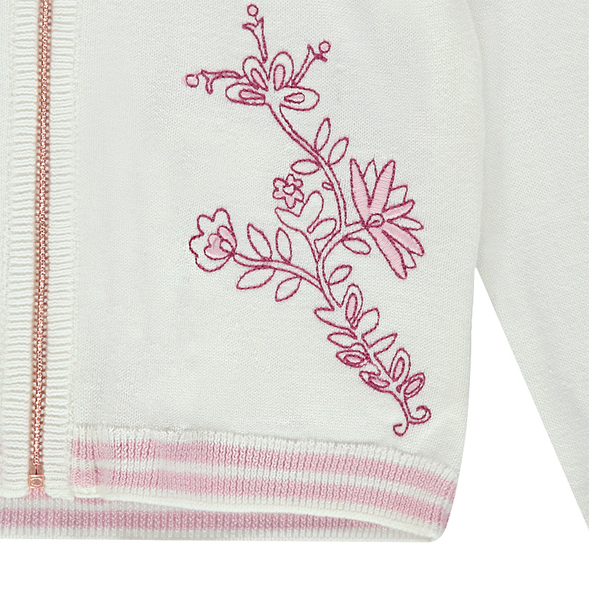 Gilet en tricot avec volants et fleurs brodées 