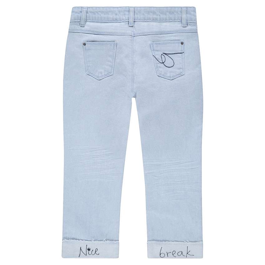 Junior - Pantacourt en jeans effet used avec rivets fantaisie 