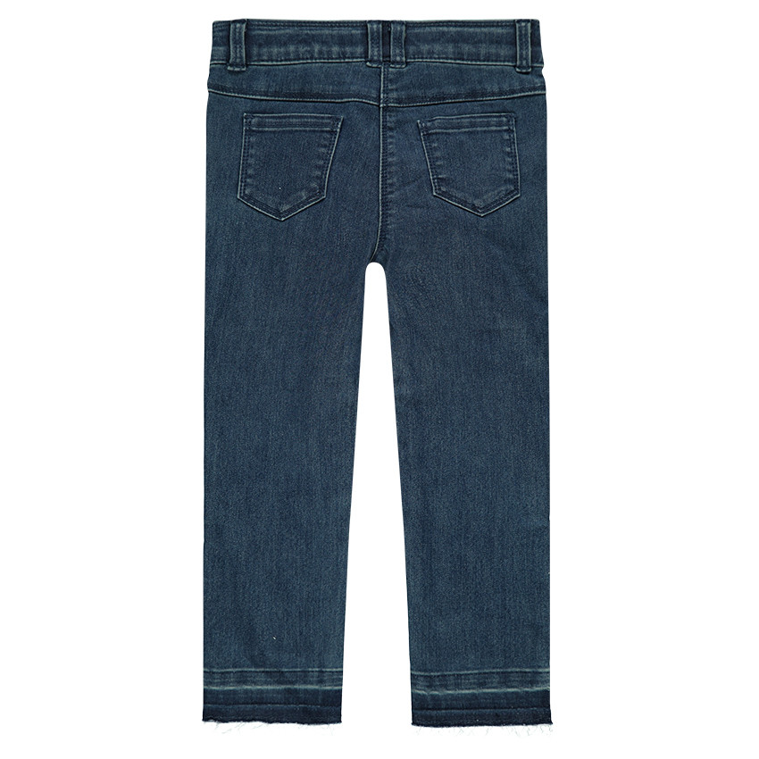 Junior - Jeans effet used avec roses brodées 