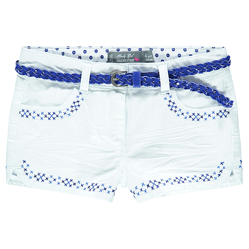Short brodé à ceinture tressée 